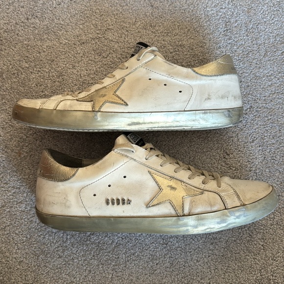 Men's Golden Goose super star white and silver sneakers, size 45 - Picture 3 of 12